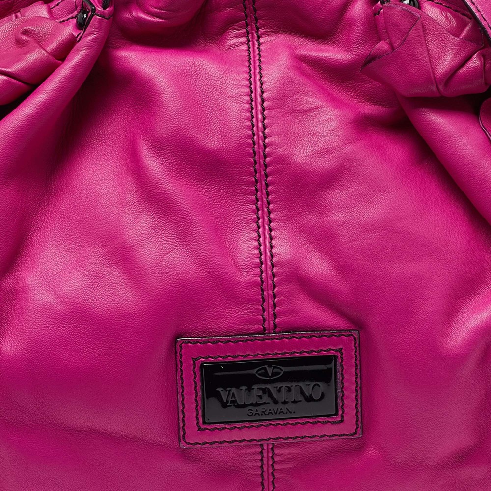 VALENTINO Pink Leather Ruffle Satchel - Picture 5 of 8
